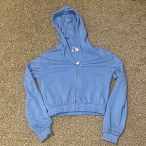 Blue zip up with cinched bottom